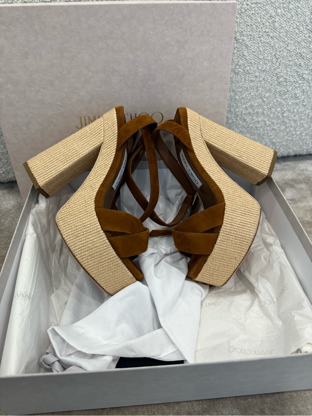 Jimmy Choo Tan/Brown Platform Sandals - Picture 4 of 6
